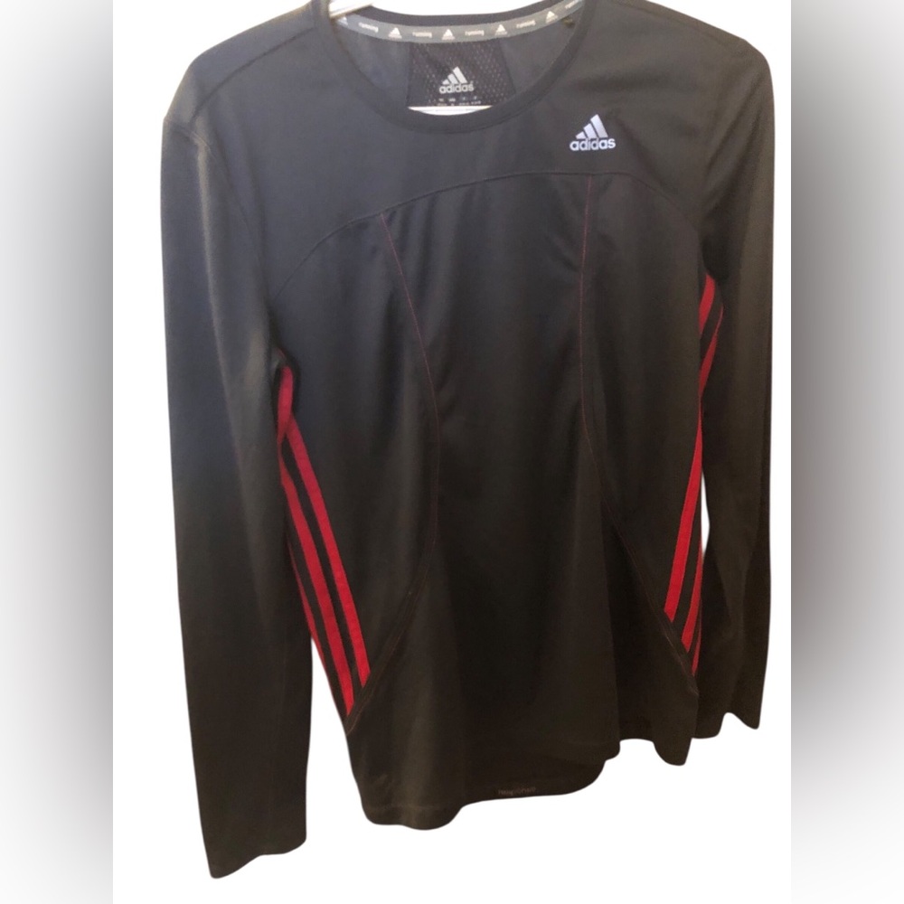 Adidas Climalite Response Active Top Womens Med Blue Round Neck Long Sleeve